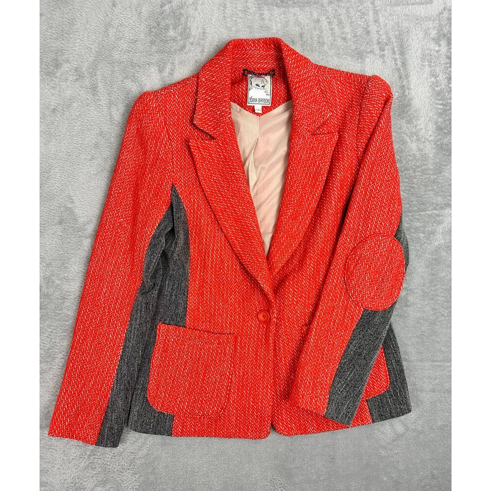 Yoana Baraschi Tweed Wool Blazer Orange Mixed Media Ivy Professor Patch 8
